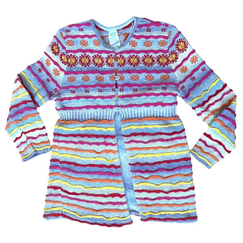 Oilily Girls Cardigan Sweater in Bright Stripes Size 10